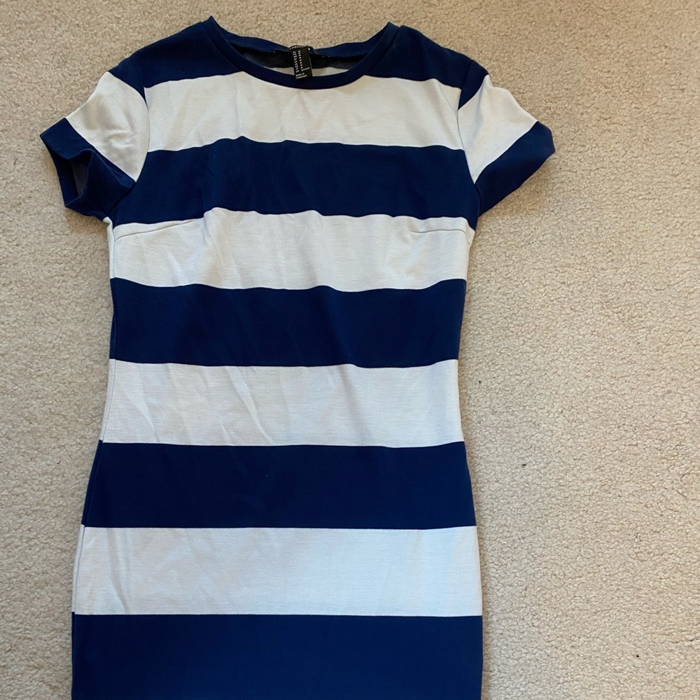 Navy Blue and White Striped dress :)